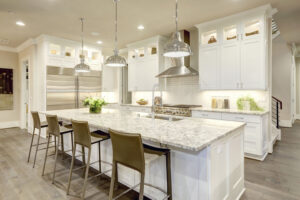 White kitchen countertops design in new luxurious home